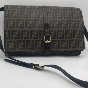 RARE Authentic Fendi 2-Way Zucca Clutch Crossbody